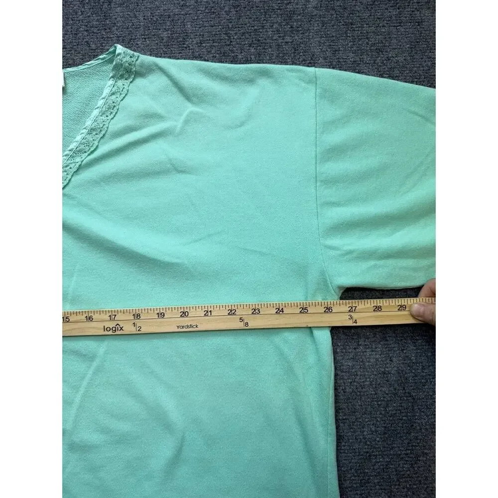 Victoria's Secret Women's Pajama Set Mint Green Lace Trim Size XL Vintage